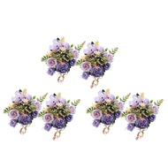 Artificial Flowers, 6Pcs Fake Peony Silk Hydrangea Flower Bouquet Flowers Arrangements Table Centerpieces (Purple)