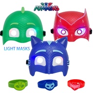 Anime PJ Masks Silicone Bracelet and PVC Glowing Mask Cosplay Costume Props Catboy Gekko Owlette Kid