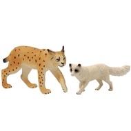 Animal model simulation toy lynx arctic fox bobcat solid wildlife ornaments children's cognitive gif