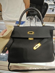 hermes Birkin 25黑金togo皮 touch 鱷魚皮手柄