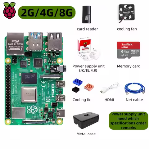 Raspberry Pi 4 Model B 4B RAM 1GB 2GB 4GB 8GB Core 1.5Ghz 4K High Resolution Dual Displays Bluetooth