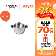 MEYER LUNA SS เครื่องครัวสเตนเลส สตีล หม้อสองหูขนาด 24 ซม./ 6.2 ลิตร พร้อมฝาแก้ว (71797-T)