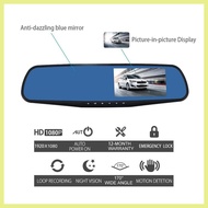⇧ ∞ ◴ QCY A70  4.3 Inch Dual Lens Rearview Mirror Dash Cam