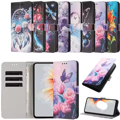 Butterfly Flower Flip Case For OPPO A6X A6 Pro A5 Reno 15 Pro 15F 14 14F Realme C85 Pro C75 C71 Wall