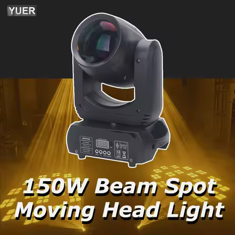 YUER Mini LED Moving Head 150W Beam Spot 18 Rotating Prisms Dmx Stage Effect Light Disco Dj Bar Wedd