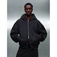 Men's Essentials Washed Effect Oversized Full Zip Hoodie With Drawstring Hood And Centre Pocket For 