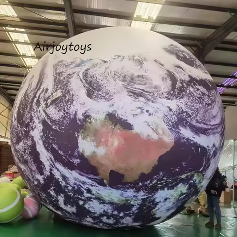 Large Airtight Inflatable Earth Ball Moon Planets Globe PVC Earth Balloon With LED Light for Stage P