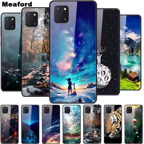 For Coque Samsung Note 10 Lite Case Tempered Glass Planet Space Cover for Samsung Galaxy Note10 Lite