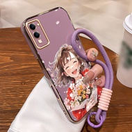 Casing hp For VIVO Y04 Y29s 5G Y19 5G T4 Lite 5G Case aesthetic The Girl hold the flowers Kasing Ces