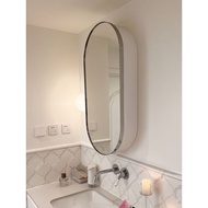 （in stock）Light Luxury Oval Bathroom Mirror Cabinet Wall-Mounted Stainless Steel Bathroom Mirror Cabinet with Tissue Hole Bathroom Mirror Cabinetins