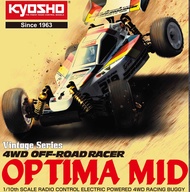KYOSHO 京商 30622 1/10 OPTIMA MID 中置千里馬復刻四驅越野車套件(初回限定版本附雙份車殼彩繪貼紙及黑色尼龍尾翼)