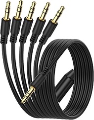 XMSJSIY 3.5mm TRS Y Splitter Stereo Audio Extension Cable 1/8" TRS 3 Pole 1 Male to 5 Male AUX Jack 