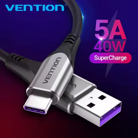 Vention 5A Type C Cable for Huawei Mate 30 20 P30 P20 Xiaomi Samsung USB C Fast Charging Cable Mobil