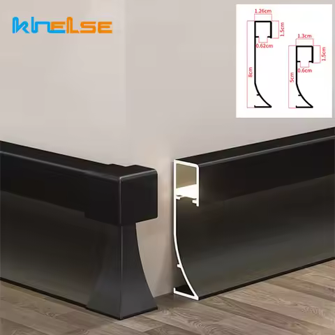 1m H50/80mm LED Baseboard Aluminium Profile Suface Mounted Hard Bar Light Channel Metal Wall Skirtin