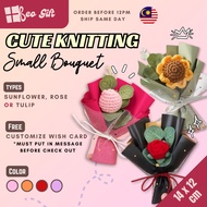 Cute Knitting flower Rose Sunflower Tulip Crochet Bouquet Graduation Birthday Teacher (Bunga Kait)