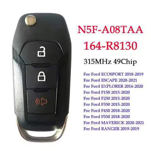 CN018082 Aftermarket 3 Button Flip Remote For Ford Explorer Ranger F150 2015+ 164-R8130 315MHz 49Chi