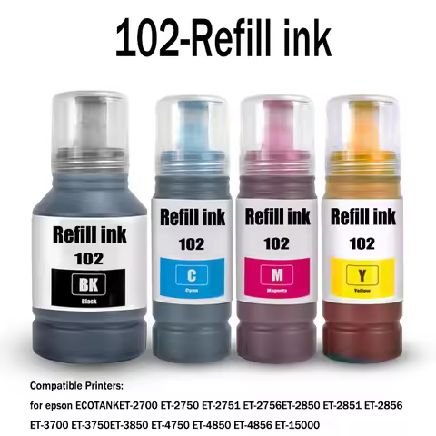 for epson 102 ink compatible 102 Refill Dye ink For ECOTANK ET-2700 ET-2750 ET-2751 ET-2850 ET-3700 