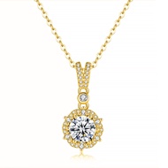 Real Moissanite 3EX VVS1 D Color 1 CT Round Cut Diamond 18K Gold Plated 925 Sterling Silver Pendant 