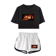 Cazzu La Cueva Retro 90s Harajuku Suit - Fashionable Tops & Shorts Set