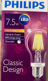 Philips Classic 7.5W LED燈泡 仿烏絲 可調光 E27