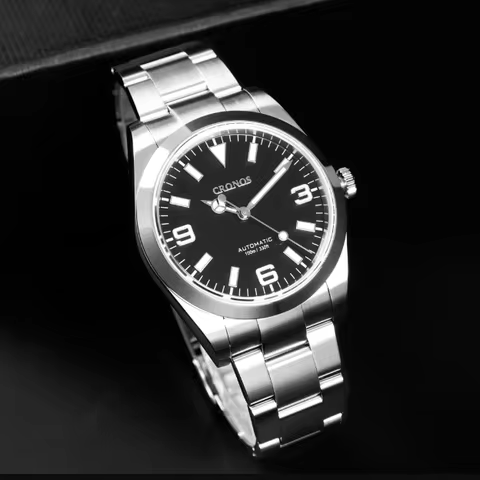 CRONOS Men Automatic Watch 39mm Diver Mechanical Wristwatch Sapphire 10ATM Waterproof Luminous PT500