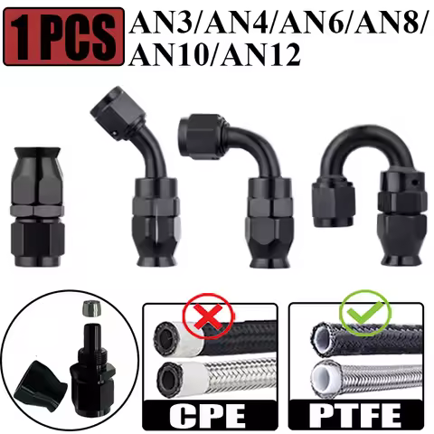 3AN 4AN 6AN 8AN 10AN 12AN Straight 0 45 90 180 Degree Swivel Hose End Fittings Adapter For PTFE E85