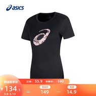 亚瑟士ASICS女子透气跑步短袖T恤舒适百搭运动衫 2012C724-001 黑色 M