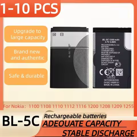 3.7V 1200mAh Battery BL-5C BL5C BL 5C Rechargeable Batteries For Nokia 1100 1108 1110 1112 1116 1200