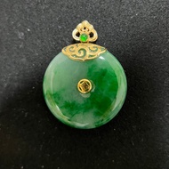 Green Piao Hua  Jade Pendant in 18K Gold - Golden setting, PGM21