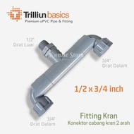 TRILLION 1/2x3/4 Inch 2-Way Faucet Branch Connection Connector PVC Tee Fitting Inner Thread