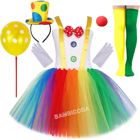 2025 New Circus Clown Costumes for Girls Joker Fancy Outfit Twinkle Circus Show Clothes Halloween Ch