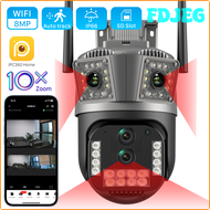 FDJEG กล้อง8MP 4K Wifi 10X กลางแจ้งสี่เลนส์สามหน้าจอไฮบริดซูม AI ระบบติดตามอัตโนมัติกล้องวงจรปิด PTZ กลางแจ้งกล้อง IP BFHSE