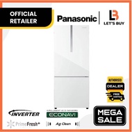 Panasonic 422L 2-door Bottom Freezer Refrigerator Glass Door Series NR-BX421WGWM