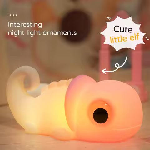 Chameleon Silicone Night Light Soft Nursery Nightlight,Rechargeable Dimmable LED Squishy Novelty Ani