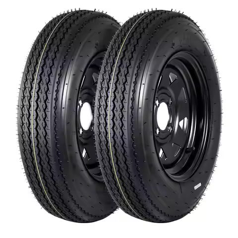 2-Pack Trailer Tire On Rim 5.30-12 530-12 5.30x12 Trailer Tires and 4 Lug on 4 in PCD 12 in Wheels L