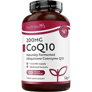 Nutravita CoQ10 Supplement - 120 Vegan CQ10 Capsules - CoQ10 Ubiquinol 200mg - Naturally Fermented Q