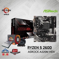 AMD Ryzen 5 2600 Processor w/ Asrock A320M HDV Motherboard Bundle