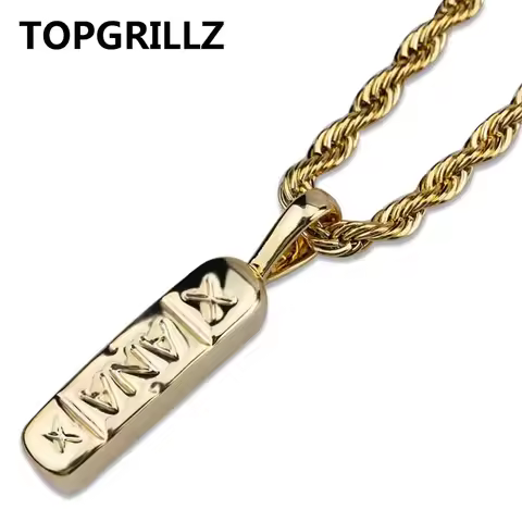 TOPGRILLZ Hip Hop Trendy Jewelry Gold Color Brass Xanax Pill Pendant Necklace Charm For Women Men Wi