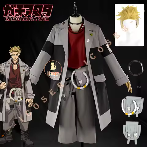 iCoser Anime Gachiakuta Enjin Cosplay Costume Wig Uniform Earrings Choker Akuta Cleaners Halloween P