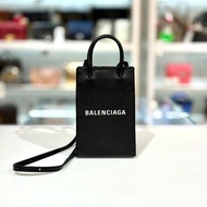99%NEW二手 BALENCIAGA 黑色牛皮PHONE HOLDER 手機包/肩背袋 #香榭站正品
