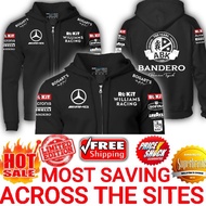 Super Premium- Rokit Williams Racing Team Mercedes Logo Mens Long Sleeve Full Zip Hoodie Sweatshirt