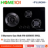 Fujioh 3 Burners Built-In Gas Hob FH-GS5035 SVGL - LPG / PUB