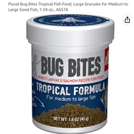 Fluval  Bug Bites Tropical Fish Corydoras Pleco fish Food 45gm medium to large