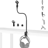 Mic Arm Clamp Stand, 24-inch Adjustable Microphone Mount Holder with Headphone Hook for USB Condenser Gaming Microphones,compatible with Logitech Yeti Shure Razer HyperX FIFINE Elgato Microphones