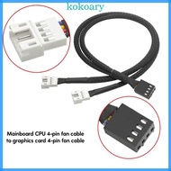 KOK 4Pin 1 to 1 2Ways PWM Fan Splitter Cable Black Sleeved CPU Cooling Fan Power Extension Cable 4Pi