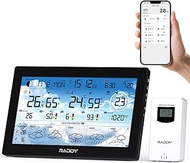 Raddy N90 Wi-Fi Weather Station with 8.8" Display, Smart App Connectivity, Indoor Outdoor Thermomete