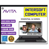 Avita Essential 14 Laptop (Celeron-N4000 2.60GHz,128GB,4GB14" FHD,W10 S MODE) - Grey/Black