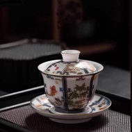 China White Sancai Gaiwan Gaiwan Gaiwan Gaiwan Comic Color Single New Kung Fu Tea Set Tea Ceremony G