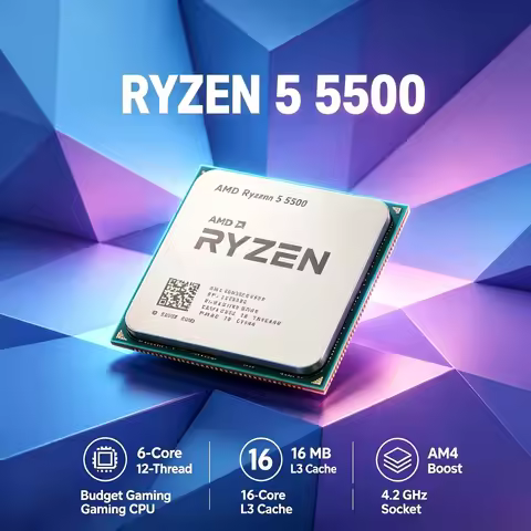 7NM Computer Processor AMD Ryzen 5 5500 16MB Large Cache Max 4.2GHz Boost AM4 Socket 6C12T No Fan