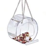 Acrylic Hanging Bird Feeder Outdoor Small Birds Feeder Circular Window Bird House for Garden Yard De